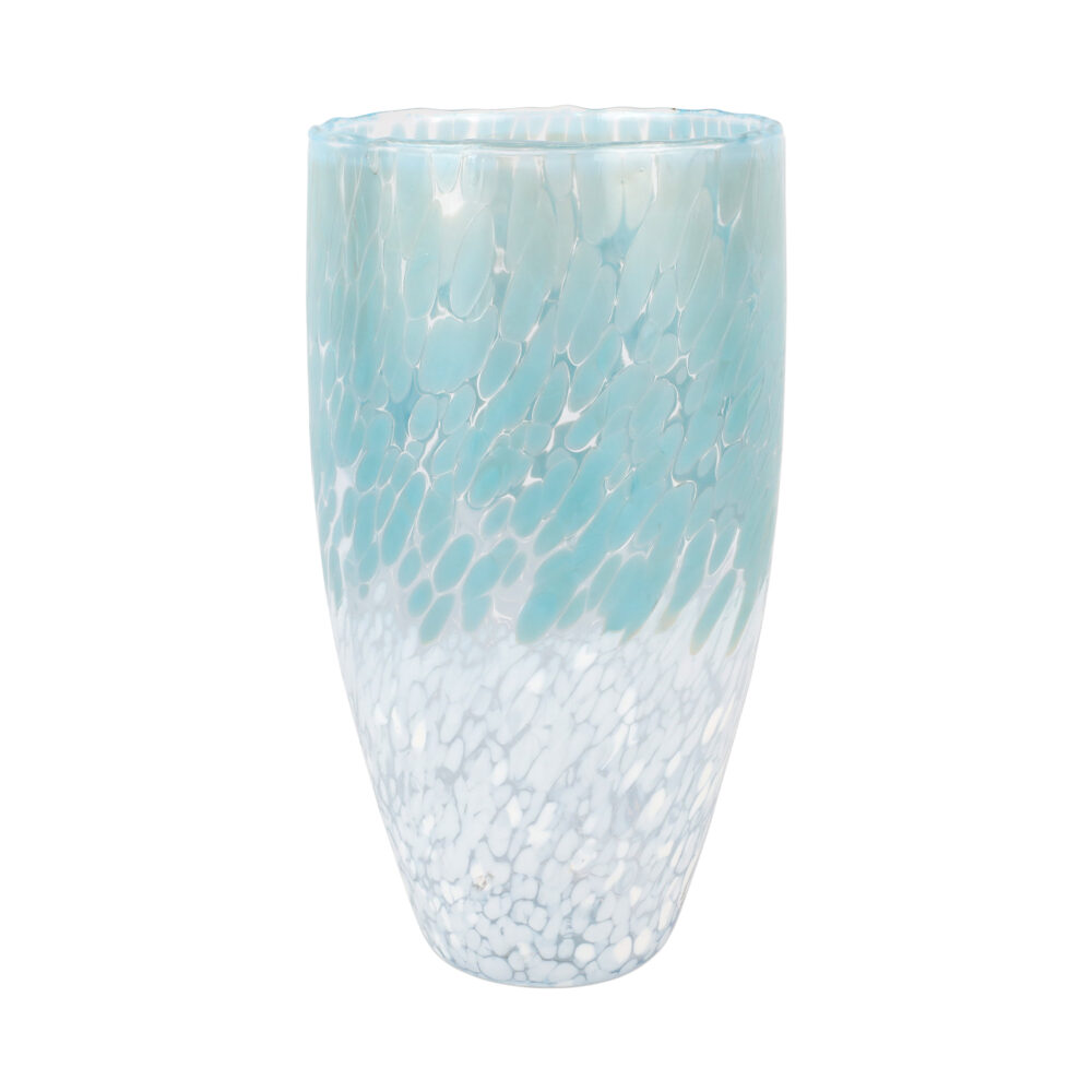 Nuvola Light Blue and White Tall Vase by VIETRI