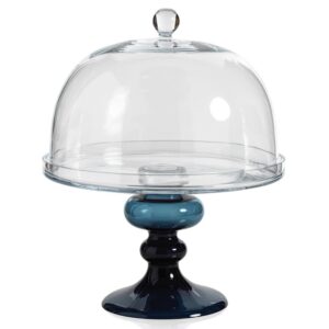 Blue Vellerti Glass Cake Stand  by Zodax