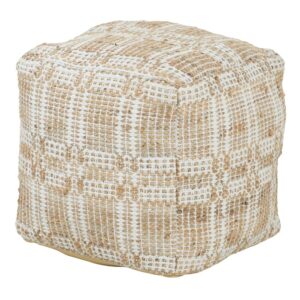 Casia Hemp and Cotton Grid Pouf by HomArt