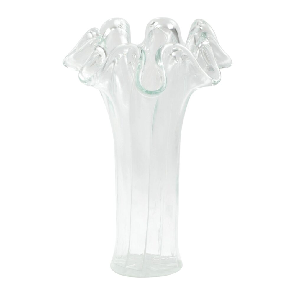 Onda Glass Clear w/ White Lines Tall Vase by VIETRI