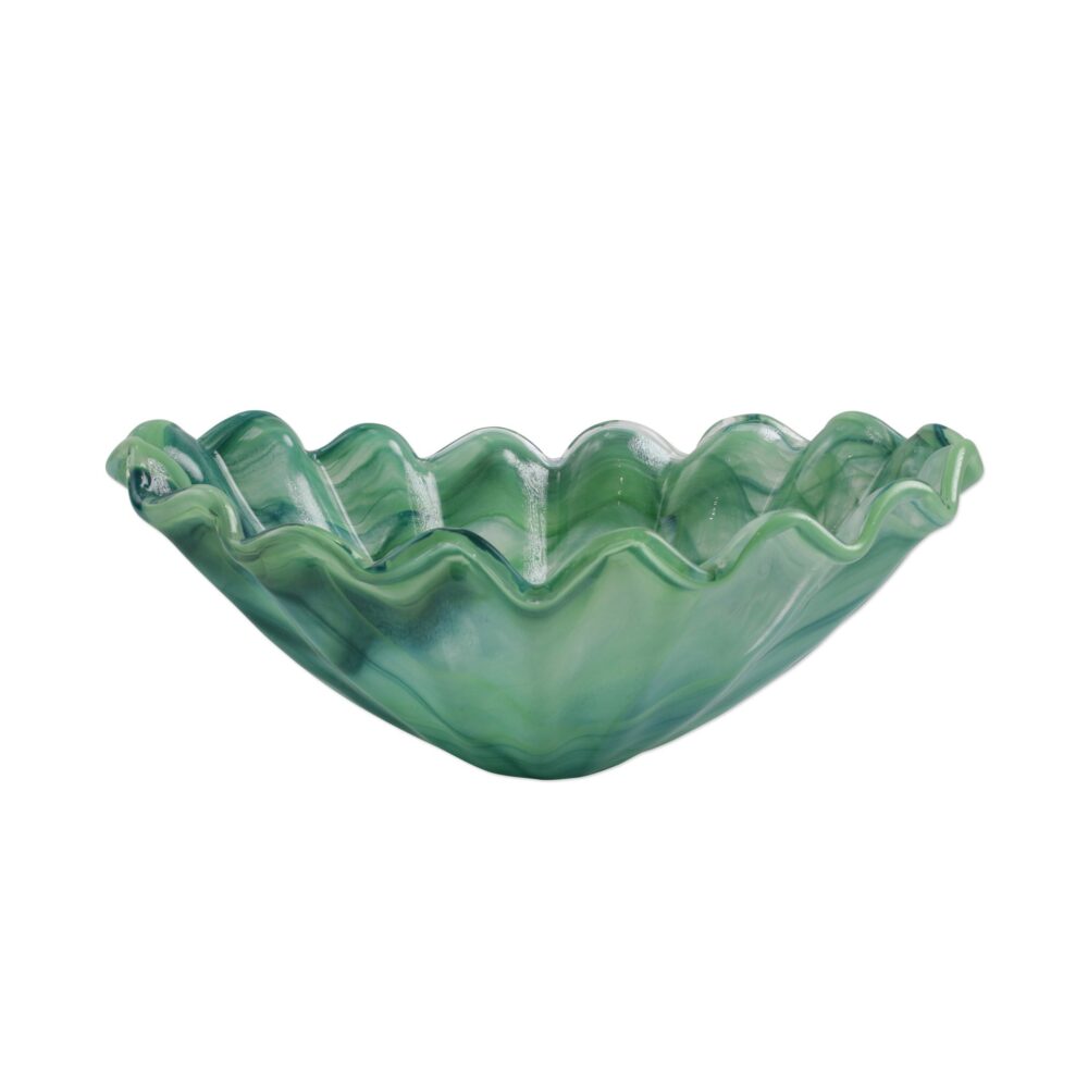 Onda Glass Green Medium Centerpiece by VIETRI