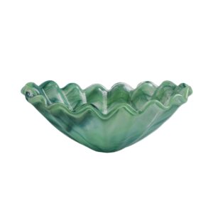 Onda Glass Green Medium Centerpiece by VIETRI