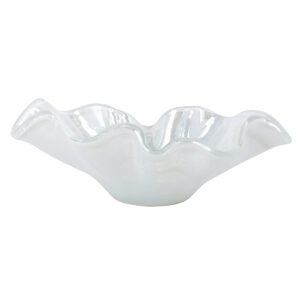 Onda Glass White Large Bowl by VIETRI