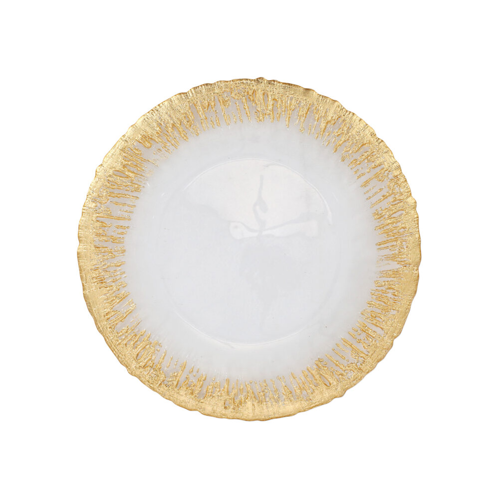 Rufolo Glass Gold Brushstoke Dinner Plate by VIETRI