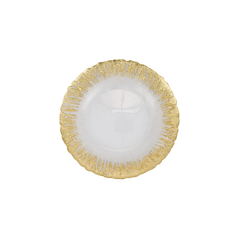 Rufolo Glass Gold Brushstroke Canape Plate by VIETRI