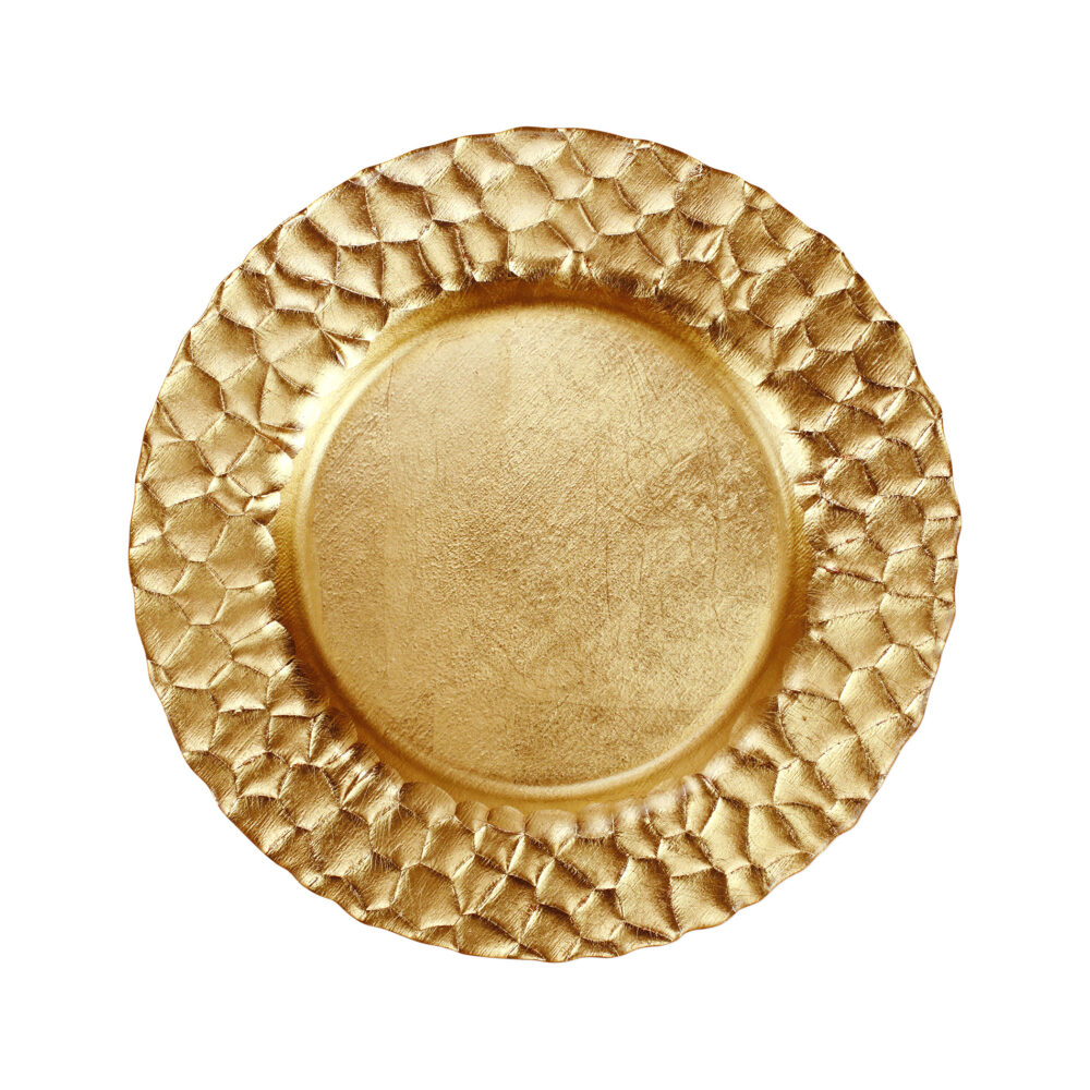 Rufolo Glass Gold Honeycomb Service Plate/Charger by VIETRI