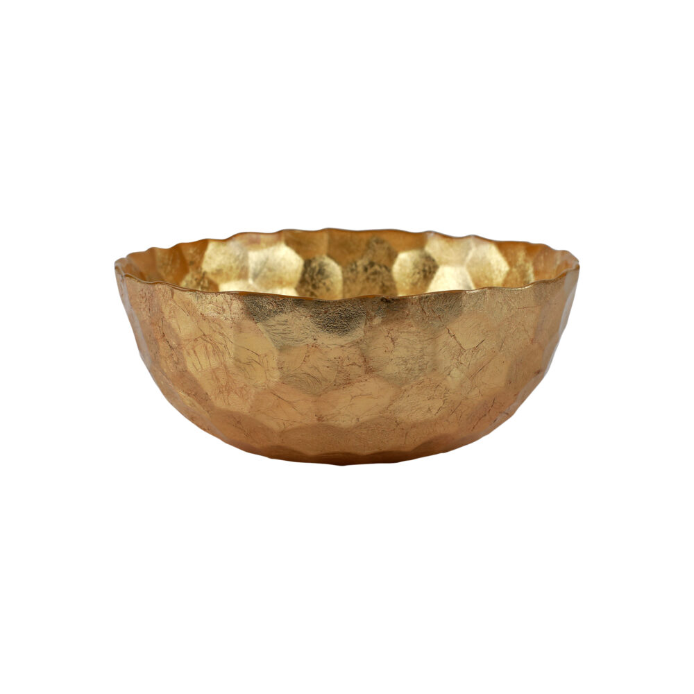 Rufolo Glass Gold Honeycomb Medium Bowl by VIETRI