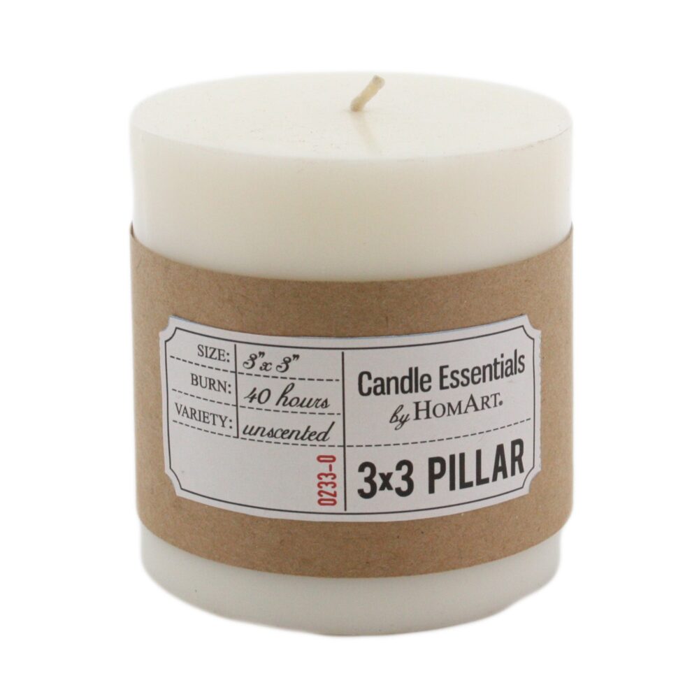 Ivory 3"x3" Pillar Candle Set of 3 by HomArt