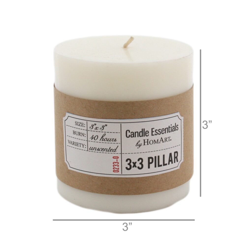Ivory 3"x3" Pillar Candle Set of 3 by HomArt - Image 2