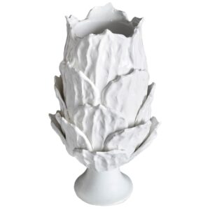 White Foliage Footed Vase by Abigails