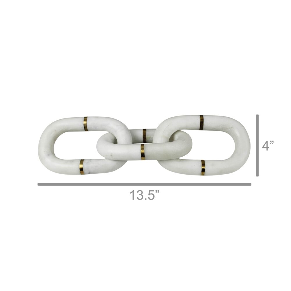 White Marble Chain with Three Links by HomArt - Image 3