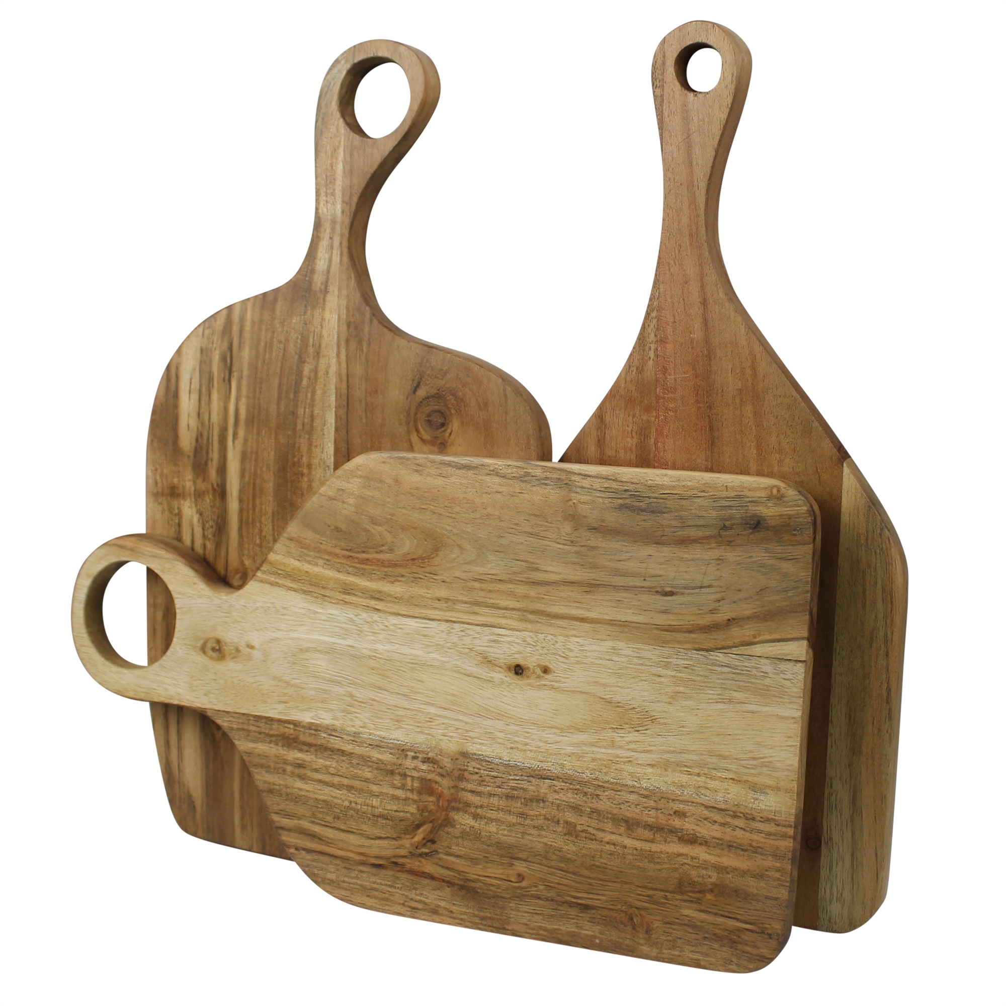 YSTKC Acacia Wood Cutting Boards Set Of 3 PCS For Kitchen, Large Wooden Cutting Board Set Handle Thick Chopping Board Butcher Block Wooden Trays Meat Fruit V