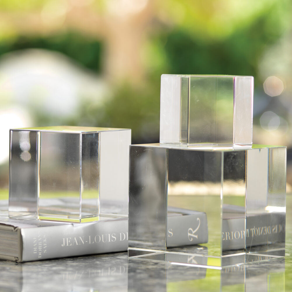 Jacy 3.5"d Crystal Glass Straight Cube Set of 2 by Zodax - Image 2