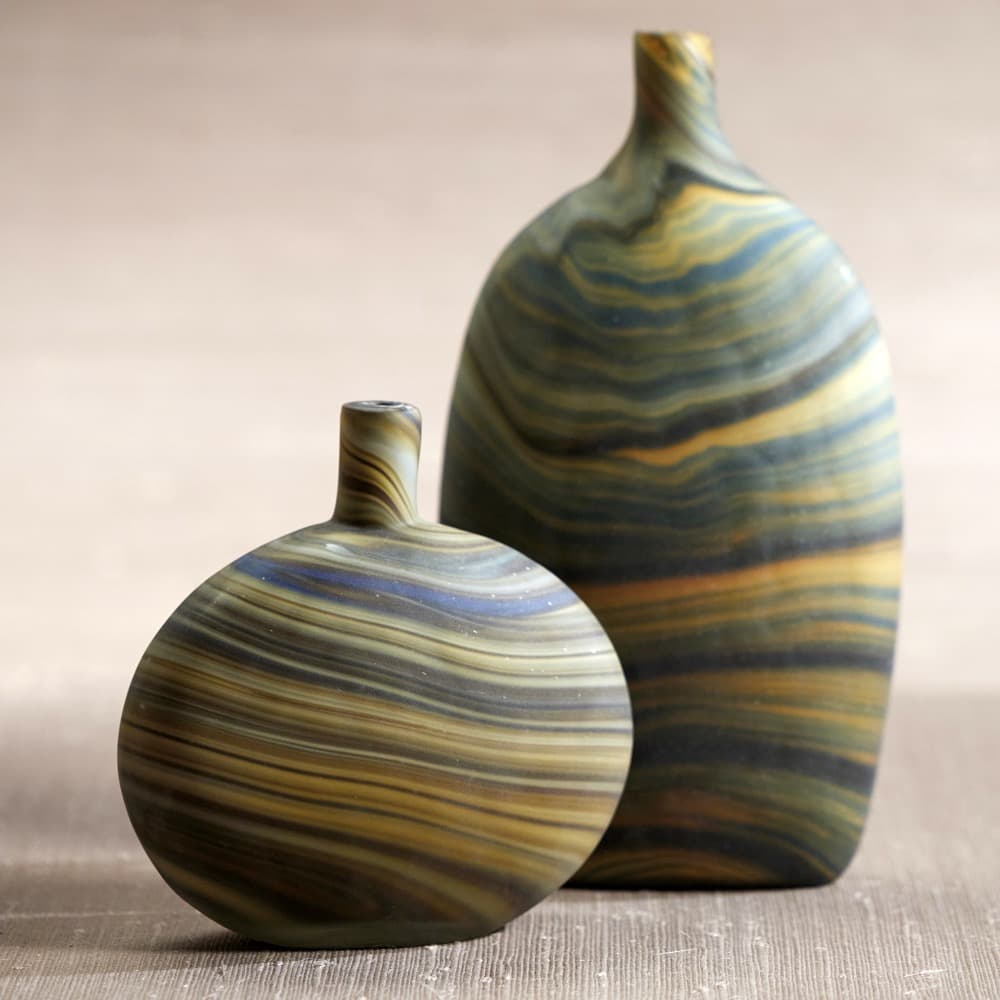 Tall Livorno Marbleized Glass Vase by Zodax - Image 2