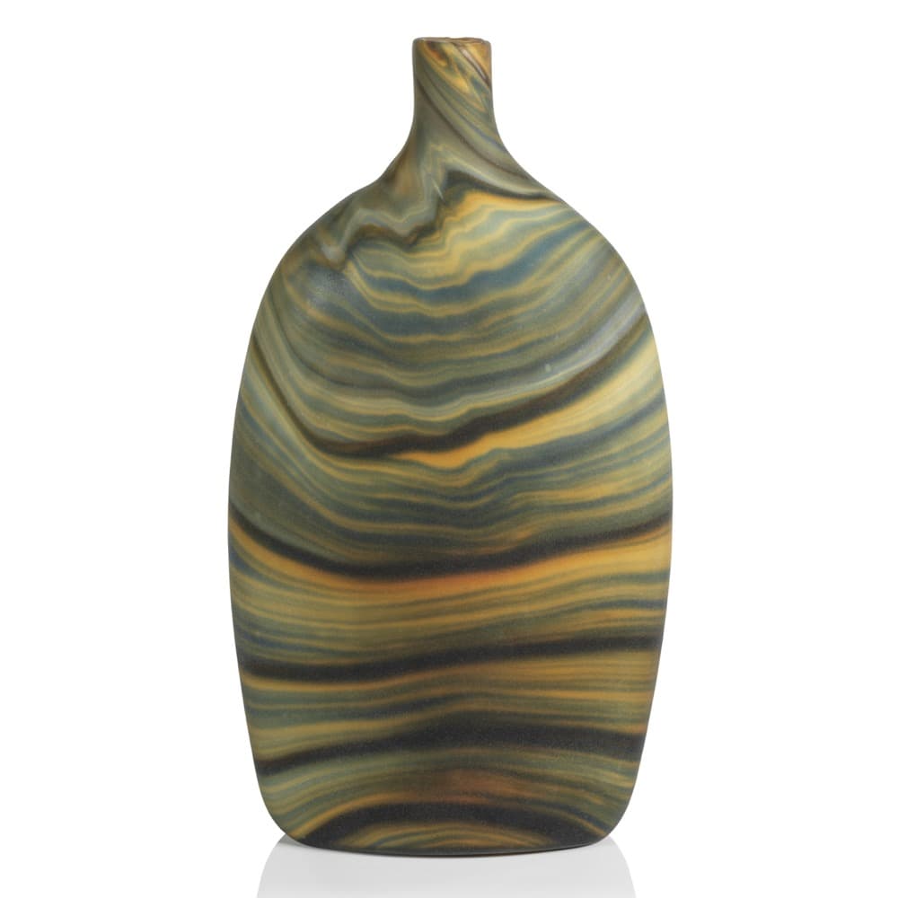 Tall Livorno Marbleized Glass Vase by Zodax