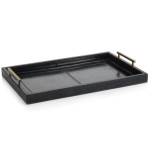 Somerstown 22" Long Blue Leather Bar Tray by Zodax