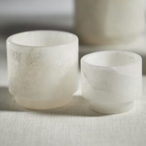 Trapani Polished Alabaster Stone Candle Holders by Zodax