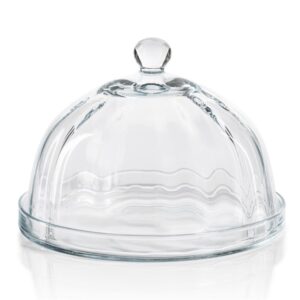 Aldgate Small Optic Pastry Glass Plate with Cloche by Zodax