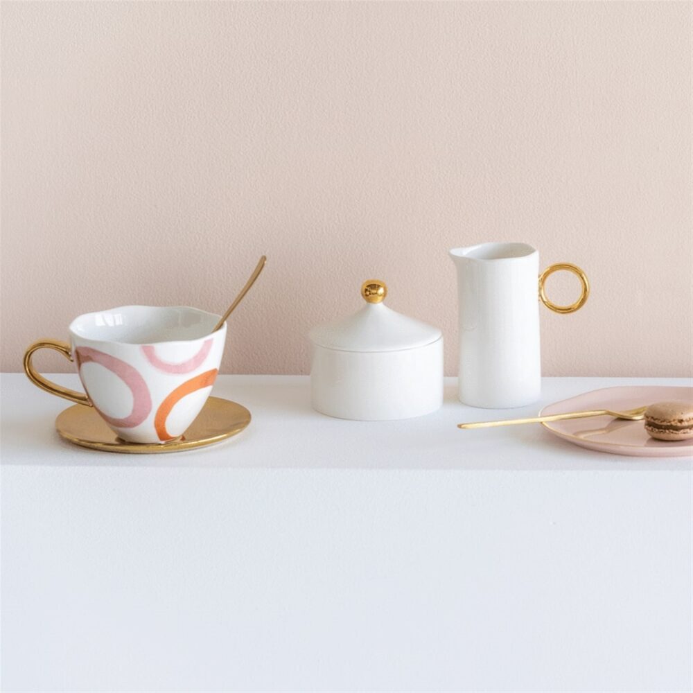 Good Morning White and Gold Sugar Pot by Urban Nature Culture - Image 2