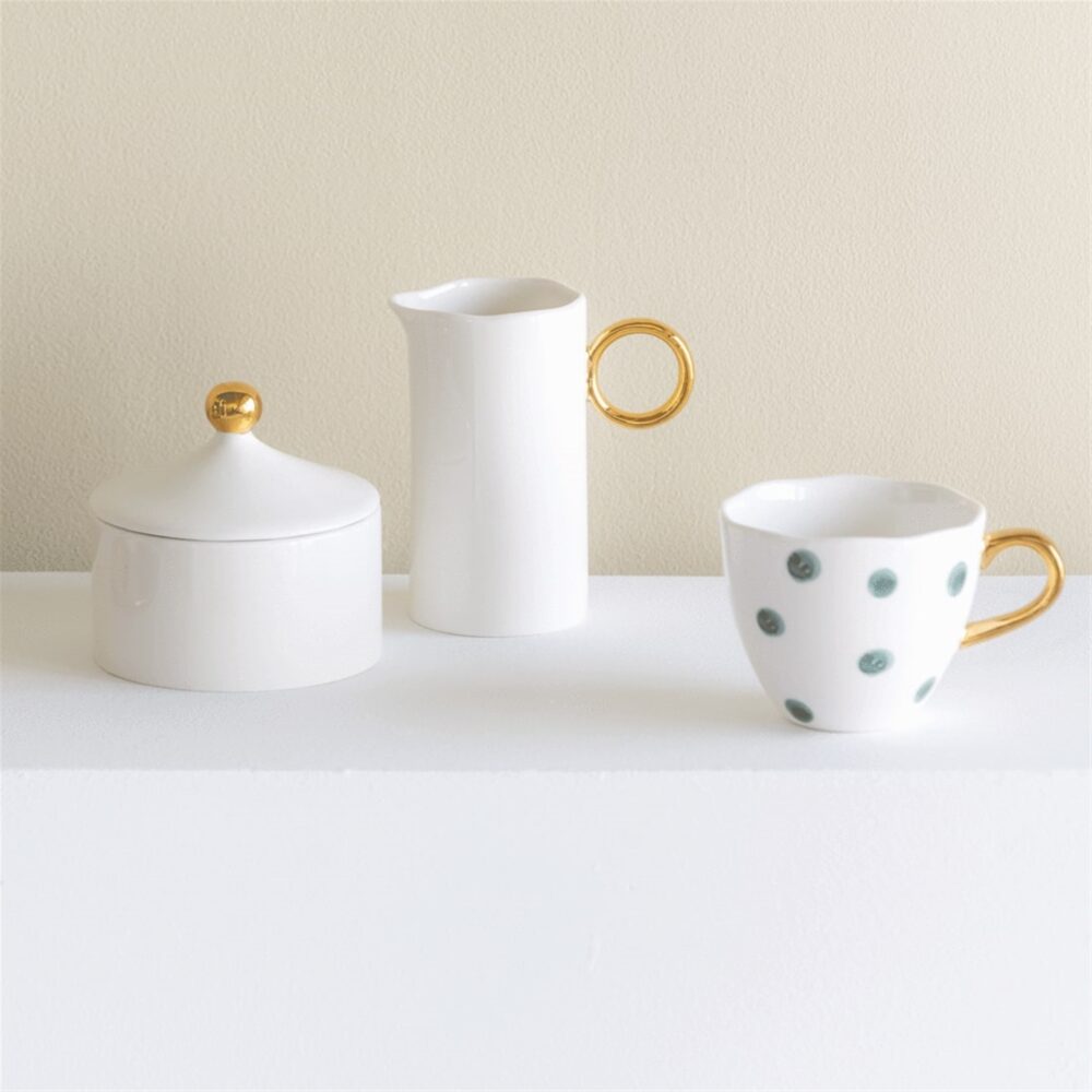 Good Morning White and Gold Sugar Pot by Urban Nature Culture - Image 4