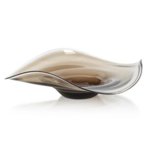 Vellerti Taupe Wave Glass Bowl by Zodax