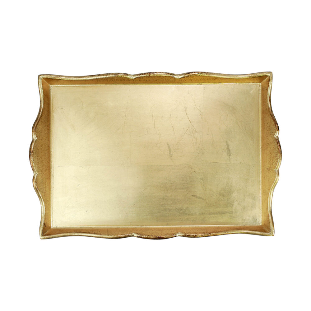 Florentine Wooden Accessories Gold Handled Medium Rectangular Tray by VIETRI