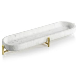 Pordenone 15" Marble Tray on Metal Stand  by Zodax