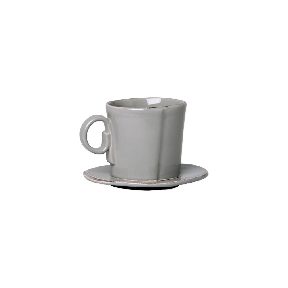 Lastra Gray Espresso Cup & Saucer by VIETRI