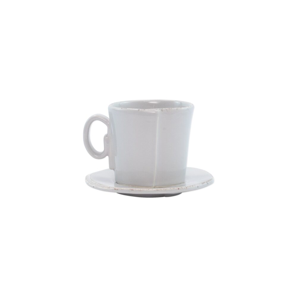 Lastra Light Gray Espresso Cup & Saucer by VIETRI