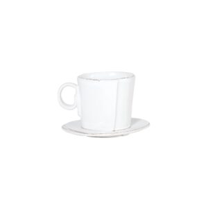 Lastra White Espresso Cup & Saucer by VIETRI