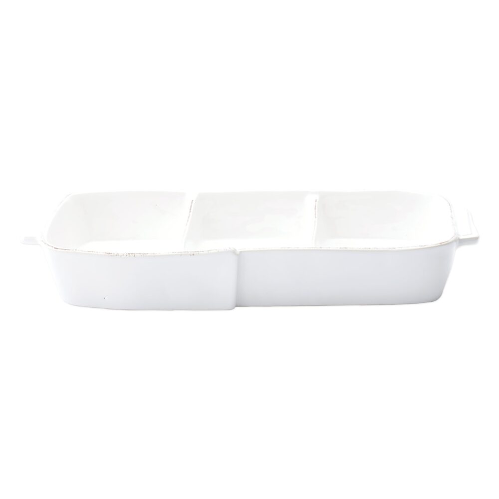 Lastra White Small Three-Part Server by VIETRI