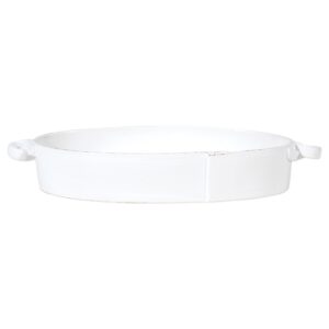 Lastra White Handled Oval Baker by VIETRI
