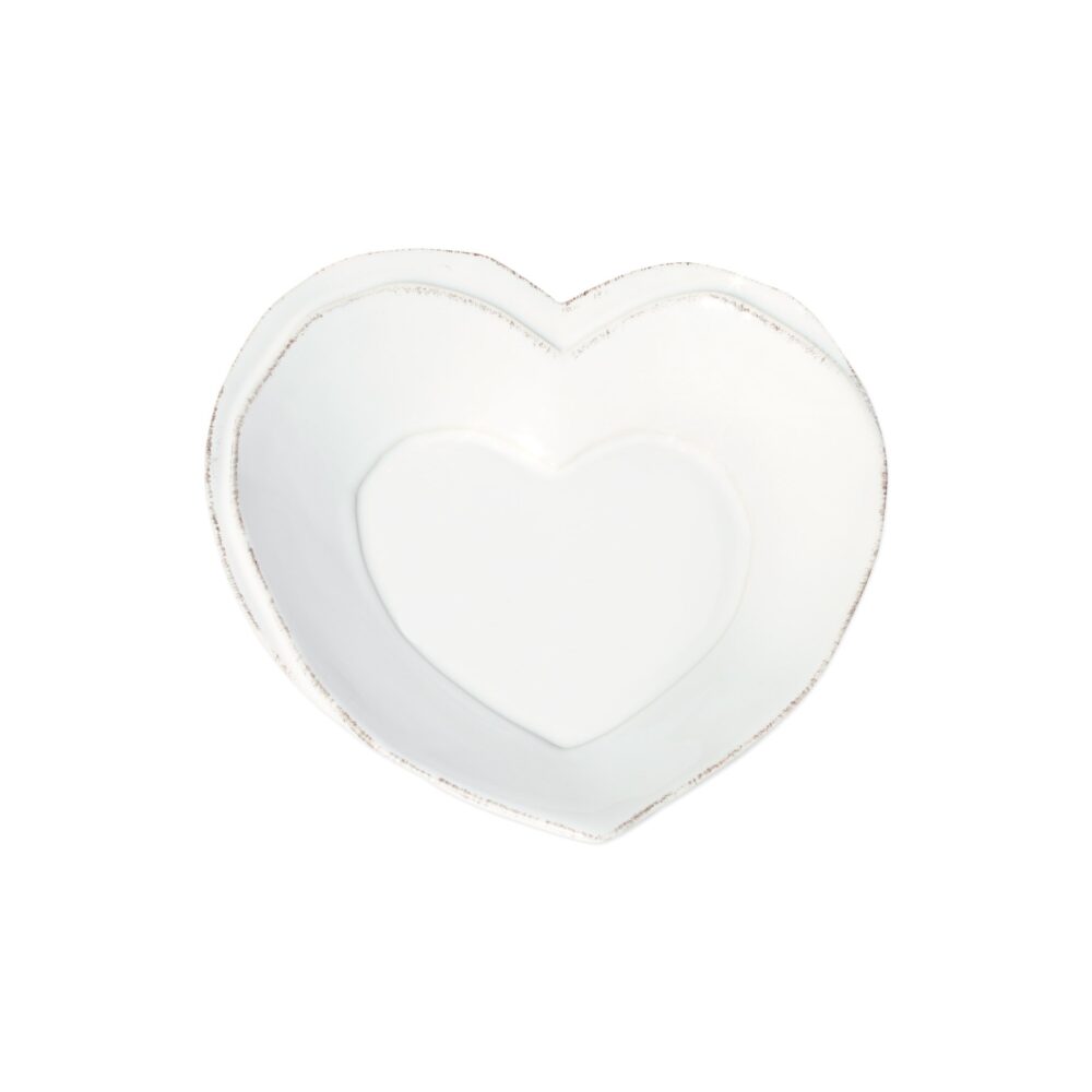 Lastra White Heart Dish by VIETRI