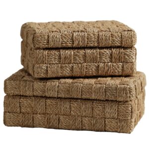 Taranto Natural Abaca Rope Decorative Boxes by Zodax