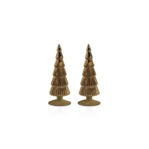Dembe 9.5" Gold Glass Tree on Gold Glitter Base, Set of 2 by Zodax