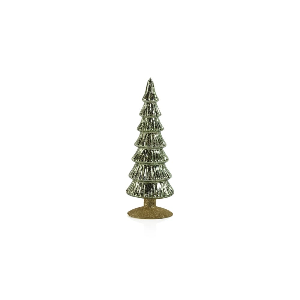 Zodax 10 Tall Ceramic Christmas Tabletop Decoration, White (Set of 4) Trees