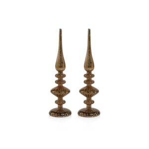 Azenor 13.25" Gold LED Tabletop Finials, Set of 2 by Zodax