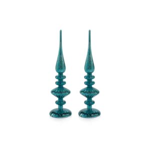 Azenor 13.25" Blue LED Tabletop Finials, Set of 2 by Zodax