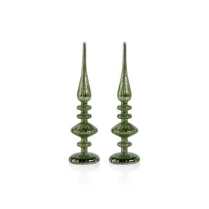 Azenor 13.25" Green LED Tabletop Finials, Set of 2 by Zodax