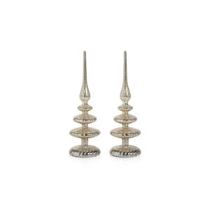 Azenor 11.5" Silver LED Tabletop Finials, Set of 2 by Zodax