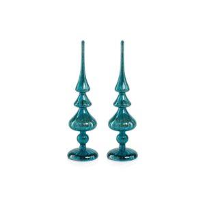 Azenor 13.25" Blue LED Tabletop Finials, Set of 2 by Zodax