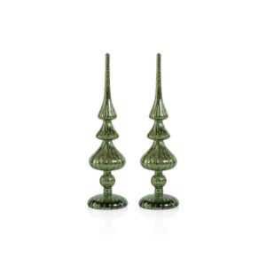 Azenor 13.25" Green LED Tabletop Finials, Set of 2 by Zodax