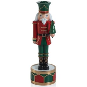 Feya 12" Red & Green Nutcracker Taper Candle Holder by Zodax