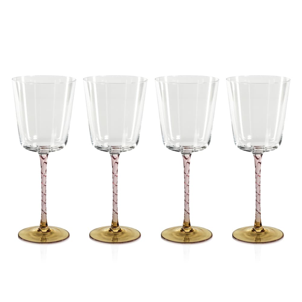 Sachi Red Wine Glasses, Set of 4 - Amber & Pink