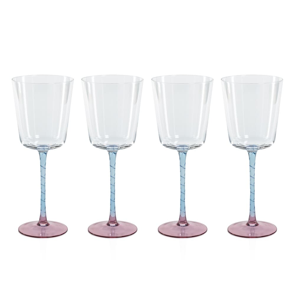 Sachi Pink and Blue Red Wine Glass (Set of 4)