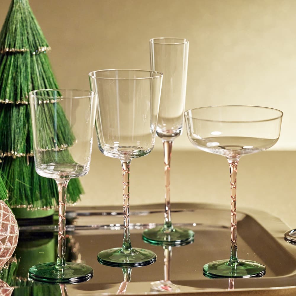 Sachi Green and Pink White Wine Glass (Set of 6)