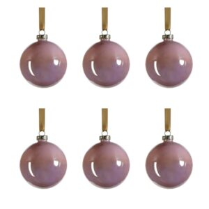 Solid Luster Pink 3.25" Glass Ball Ornaments, Set of 6 by Zodax