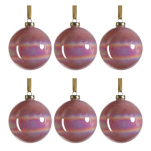 Solid Luster Pink 4" Glass Ball Ornaments, Set of 6 by Zodax