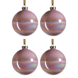 Solid Luster Pink 4.75" Glass Ball Ornaments, Set of 4 by Zodax