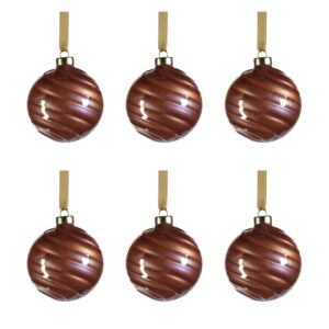 Rose Gold Pearl 3.25" Luster Glass Ball Ornaments, Set of 6 by Zodax